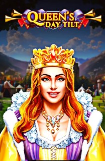 Image of Queen's Day Tilt online slot. Bow down to the royals in this medieval themed game with a 3x3 grid and 4 bonus games. 

