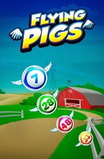 Image of Flying Pigs online slot. This fun video bingo with 4 cards, 15 randomly generated numbers, and 14 winning combinations is here to dare you to do the impossible while playing 

