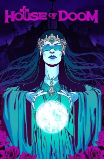 Image of House of Doom online slot. This slot game is based on heavy metal music that is also accompanying the gameplay on this dark 5 reels, 10 paylines slot game with 2 bonus games. 