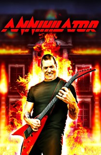 Image of Annihilator online slot. Go dark with this slot that is a homage to the metal band Annihilator. It is played on 5 reels, 10 paylines, and offers 3 bonus features. 