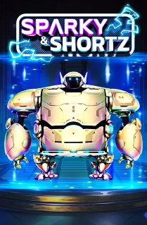 Image of Sparky & Shortz online slot. Take a trip in space to the planet Alpha Labor and play this futuristic slot played on 5 reels, 10 paylines, that is packed with free spins. 