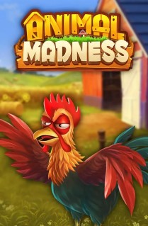 Image of Animal Madness online slot. Get ready for some crazy shenanigans at the farm when you play this slot on a 5x5 grid, with cluster pays and a lot of bonus features. 