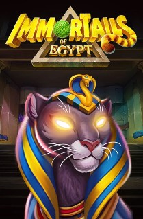 Image of Immortails of Egypt online slot. The felines of ancient Egypt are here to cause some havoc in this spectacular slot, played on 5 reels, with cascading wins, that is packed with bonus features. 