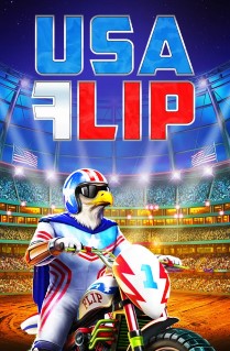Image of USA Flip online slot.  It's time to flip the script! Flip, the most famous stunt-biking bald eagle in the USA, is ready to take flight for eternal glory.