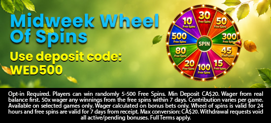 Midweek wheel of prizes
