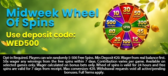 Midweek wheel of prizes