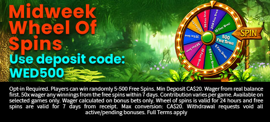 Midweek wheel of prizes