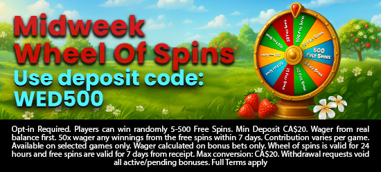 Midweek wheel of prizes