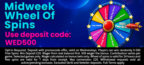 Midweek wheel of prizes