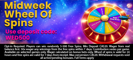 Midweek wheel of prizes