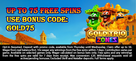 Up to 75 Free Spins