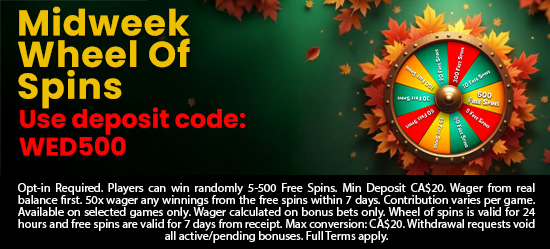 Midweek wheel of prizes