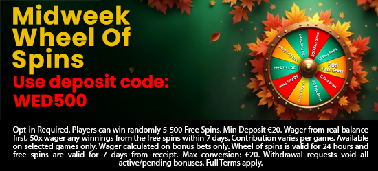 Midweek wheel of prizes